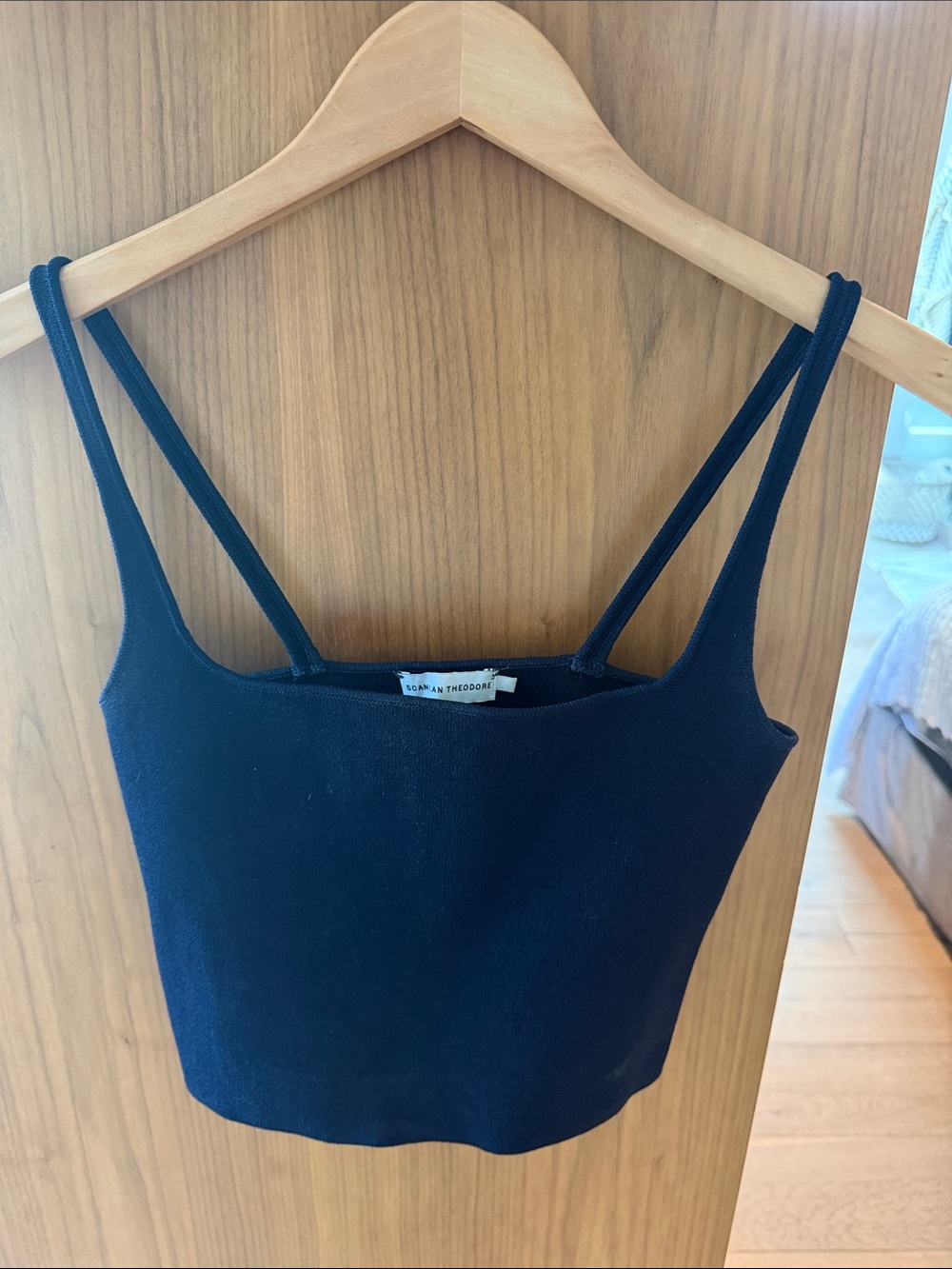 Scanlan Theodore Navy Ribbed-Strap Crop Tank